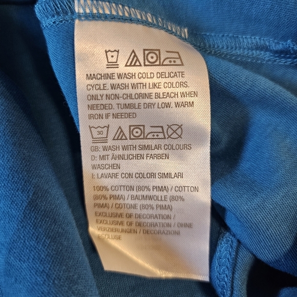 Isaac Mizrahi Live! Essentials Pima Cotton V-Neck Hi-Low Hem Top Blue NWOT - Picture 8 of 8